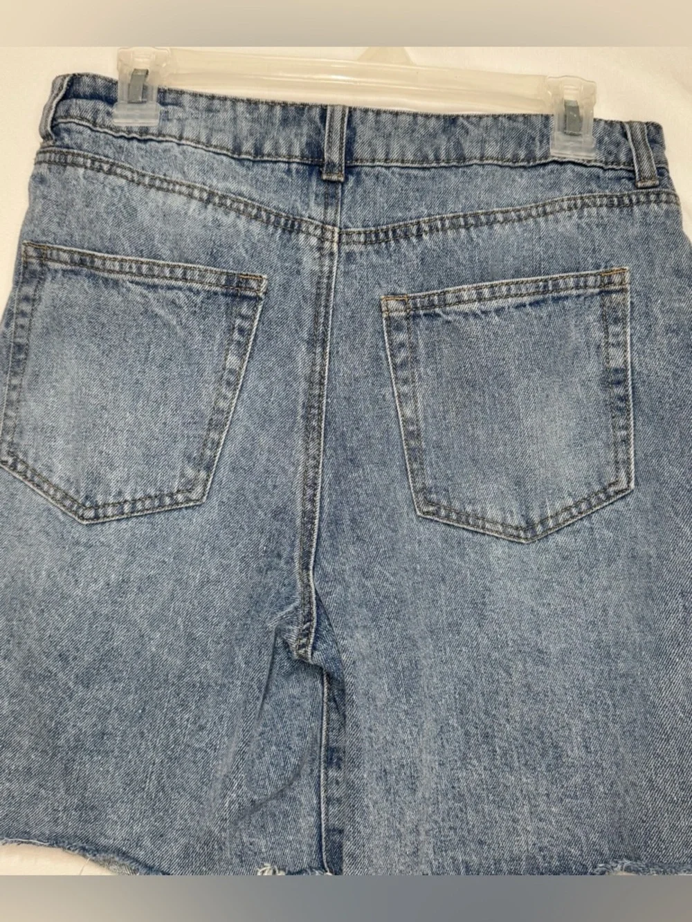 Distressed High-Rise Denim Shorts